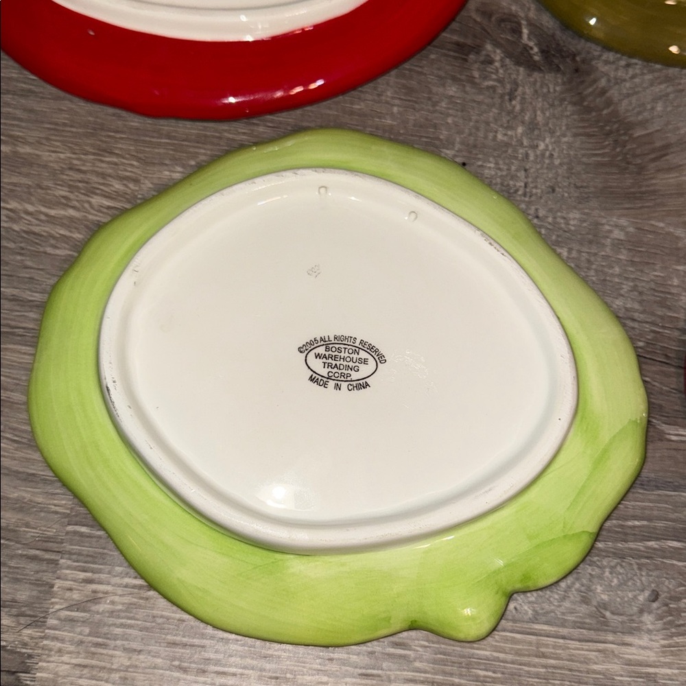 Veggies Plate Set Pickle Onion Lettuce Tomato Porcelain Boston Decor 7” Dia - Picture 7 of 16